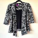NWT Brittany Black Small White Black Zebra Sequin Cami Pleated Cardigan Vintage Photo 0