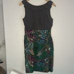 Maeve Anthropologie Brown Silk Dress Artsy Indie Cocktail Party Ruffle Front Photo 7