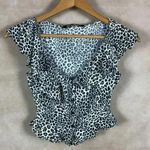 ZARA Ruffled Off Shoulder Animal Print Crop Top Size XS Photo 0