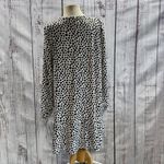 Loft White with Black Hearts Long Sleeve Flounce Dress Size Large Photo 5