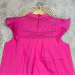 J.Crew  Flutter-Sleeve Crocheted Lace Top Embroidered Pink Barbie Size S Photo 6