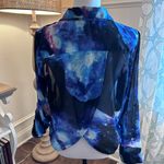 Truth NYC  EUC semi sheer star blouse with tulip open hem back Photo 1