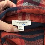 Beach Lunch Lounge Burnt Orange Plaid Zip Up Semi-Cropped Flannel Jacket Photo 2