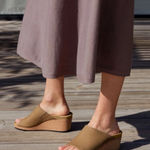 EUC Papillio by Birkenstock Namica Sandals Wedge tan suede cork sandal Brown Size 6 Photo 0