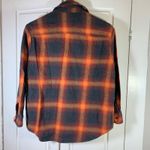 Old Navy Evermore Boyfriend Fit Flannel Shirt Orange Plaid Small Swiftie Cozy Photo 2