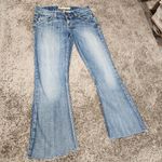 BKE Culture Stretch Women 26 x 33 1/2 Denim Jeans Flare Leg Raw Hem Light Wash Photo 1