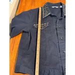 Laura Ashley  Black Denim Jacket Western Embellished Collar Womens Medium M Denim Photo 2