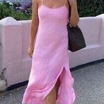 ZARA Pink Satin Maxi Dress Xs Photo 1