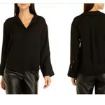 The Limited  Black Satin Long Sleeve Button Up Shirt Blouse NEW XL Photo 1