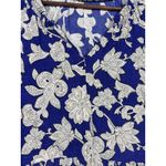ZARA Womens M Dress Floral Print Maxi Blue White Long Sleeve Tiered V Neck Photo 3