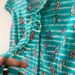 Modcloth  Boat Print Striped Button Down Short Sleeve Top Blue Small Photo 3