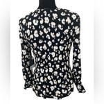 Black leopard crinkle long sleeve work blouse Size XS Photo 1