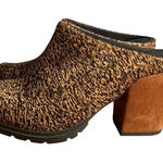 Nakedfeet Proper Mule Heel‎ Women's 8 Calf Hair Animal Print Clog Brown Photo 0