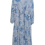 Marina Blue Floral Wrap Dress Chiffon Womens 22W Bridal Bridesmaid Elegant Prom Photo 1