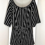 Ambiance Striped Romper Off Shoulder‎ Black White Short Sleeve Med Photo 0
