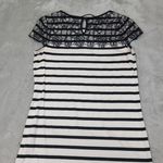 Elle  Womens Blk Wht Stripe Lace Detail Top‎ Cap Sleeve Size Xs Photo 8