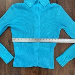 Daisy Fuentes dark  powder blue button down cardigan sweater, size L Photo 7