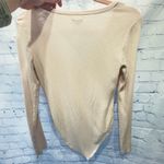Aerie  Long Sleeve Bodysuit snap closure, ribbed, oatmeal color. Size Medium Photo 6
