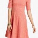 Ganni  Jersey Knit Threaded Trails Swing Dress Medium Anthropologie coral Photo 0