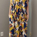 Anthropologie  Cassandra maxi Maeve DressYellow Blue Birds Short Sleeves X-Large Photo 0