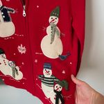 Jones New York Holiday 100% Lambswool Red Snowman Zip Up Sweater Size Women's S Photo 5