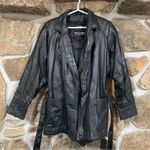 wilson's leather Vintage Black Leather Wilson Leather Jacket w/ Leather Tie Belt Photo 5