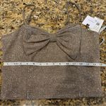 BE ORIGINAL SPARKLE CROP TOP SIZE M BOW NWT ADJ STRAP HOLIDAY PARTY Light Gold Size M Photo 11