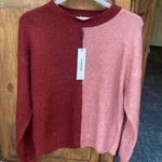 Vigoss  red burgundy pink colorblock crew neck cozy sweater Large NWT Photo 0