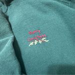 Vintage Merry Christmas Mistletoe Hand Embroidered Crewneck Sweatshirt Green Photo 2
