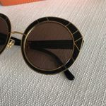 Tory Burch Round Geometric Sunglasses With Case, Black / Gold, Retro Photo 4
