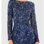 Mac Duggal  5988 Midnight Blue High Neck Long Sleeve Embellished Dress 4 NWOT Photo 1
