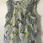 Gianni Bini FINAL MARKDOWN Floral Ruffle Sleeveless Top - Green and White large Photo 0