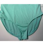 Coastal Waves One Piece Swimsuit Aqua Blue Ribbed Plunge Neck Size 1X Swimwear Photo 2