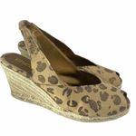 Chico's Chico’s Metallic Animal Print Leopard Peep Toe Wedge Slingback Espadrilles Sz 10 Photo 1