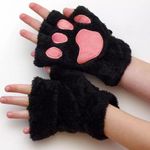 🆕Black Fingerless Cat Paw Gloves Photo 2