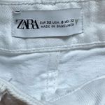 ZARA  White Jean Shorts with Frayed Hem Photo 1
