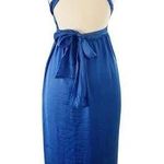 T. ZOVICH Blue Maxi Dress Satin Halter Ties Multiway Lightweight Ties Small NWT Photo 1