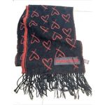 Victoria's Secret  Heart Scarf Acrylic Rectangular Black Red‎ Photo 1