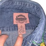 Vintage Embroidered Dancing Santa Oversized Baggy Denim Button Down Shirt S Blue Photo 8