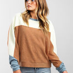 Free People  Blue Monday Fleece Colorblock Sweater Photo 0