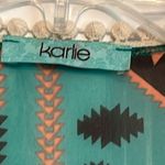 Karlie Womens Small Sheer Kimono Aztec Print Open Front Roll Tab Sleeve Photo 1