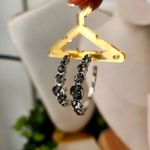 Silver with Smokey Grey Crystal Stones Hoop Earrings Photo 2