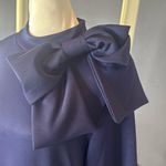 Women’s Navy Blue Long Sleeve Midi Pencil Dress with Bow Detail Size XL NEW Blue Photo 1