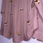 Anthropologie  County Fair Button Up Top Women Size 8 Hot Air Balloon Embroidered Photo 7