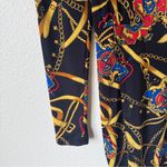 Vintage 90s Black Blue Equestrian Print Mini Dress Womens L Horse Lion Chain Size L Photo 2