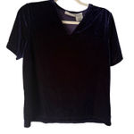 Kathie Lee Collection Kathie Lee Vintage 90s Velvet Top Short Sleeve Blue Whimsigoth Grunge‎ Witchy Photo 0