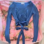 Out From Under Urban outfitters blue long sleeve wrap tie top Photo 7