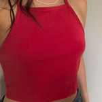 90s Vintage Contempo Casuals Red Textured High Neck Stretchy Tank Top Medium Photo 0