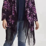 Torrid Purple Floral Fringe Kimono Size 2X Photo 0