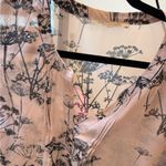 Pink and Black Sheer Blouse with Floral Print Size L Photo 1